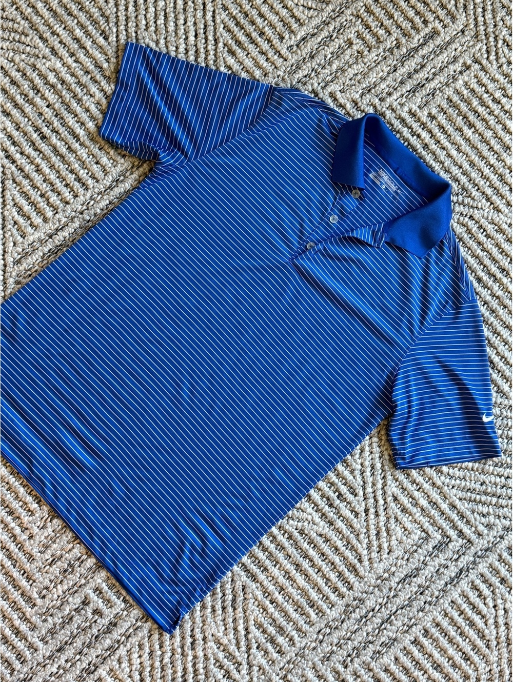 Nike Golf Tour Performance Dri-FIT Blue Striped Polo Shirt Medium